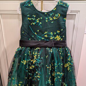 NWT - Bebe One Dark Green Floral Tulle Hi-Low Dress - Sz 7-8 - PERFECT DRESS